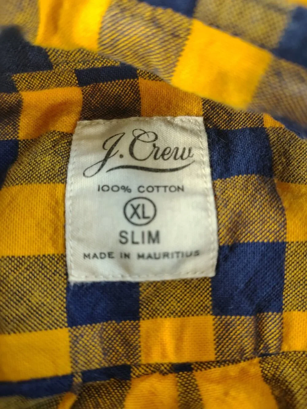 Mens XL Slim Black & Yellow Checkered J.Crew Branded Button-Up Shirt